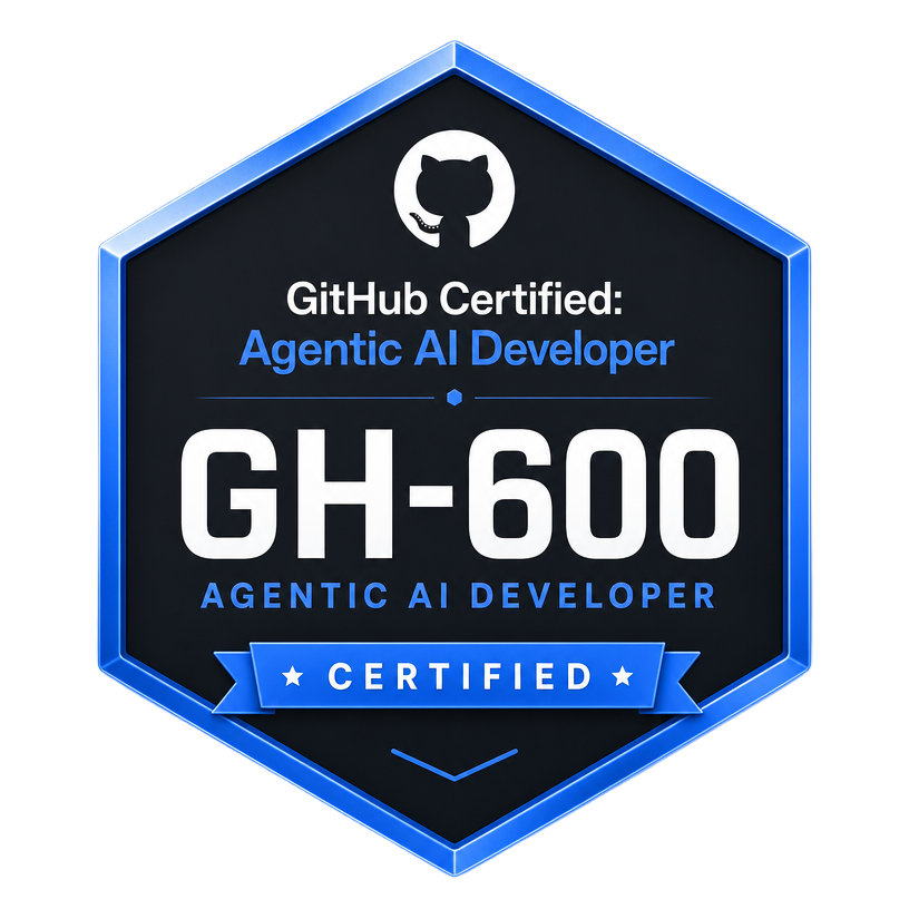 GitHub Certified: Agentic AI Developer GH-600 credential badge